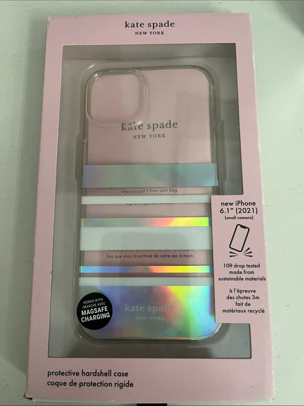 kate spade Pink Case with Iridescent Stripe Accents